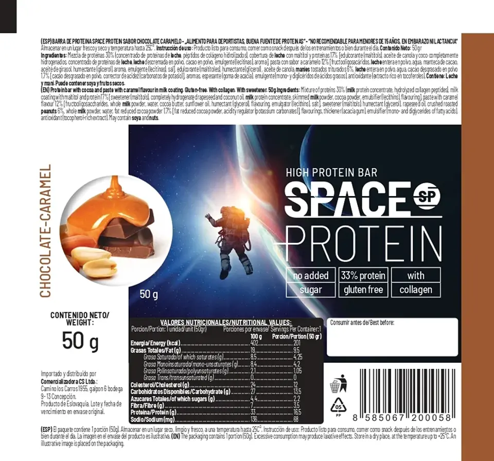 Barra Proteica Space Caramelo 50 g 2