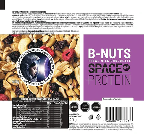 Barra de Frutos Secos Space B-Nuts Cashew Cranberries 40 g