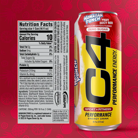 Bebida Energética Cellucor C4 Energy Hawaiian Punch Fruit Juice 473 ml