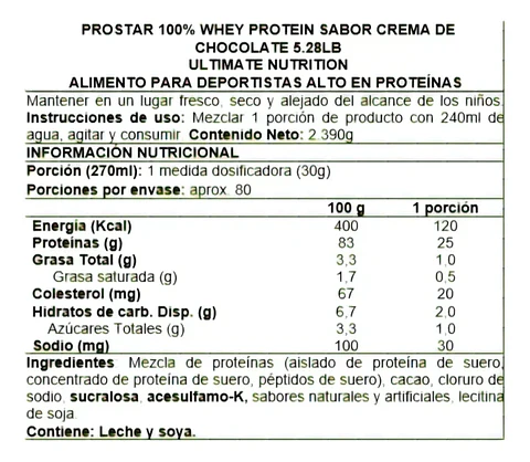 Proteína Whey Ultimate Nutrition Prostar Chocolate Creme 2 lb