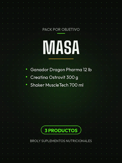 Pack Masa: Ganador Dragon Pharma 12 lb + Creatina Ostrovit 300 g + Shaker