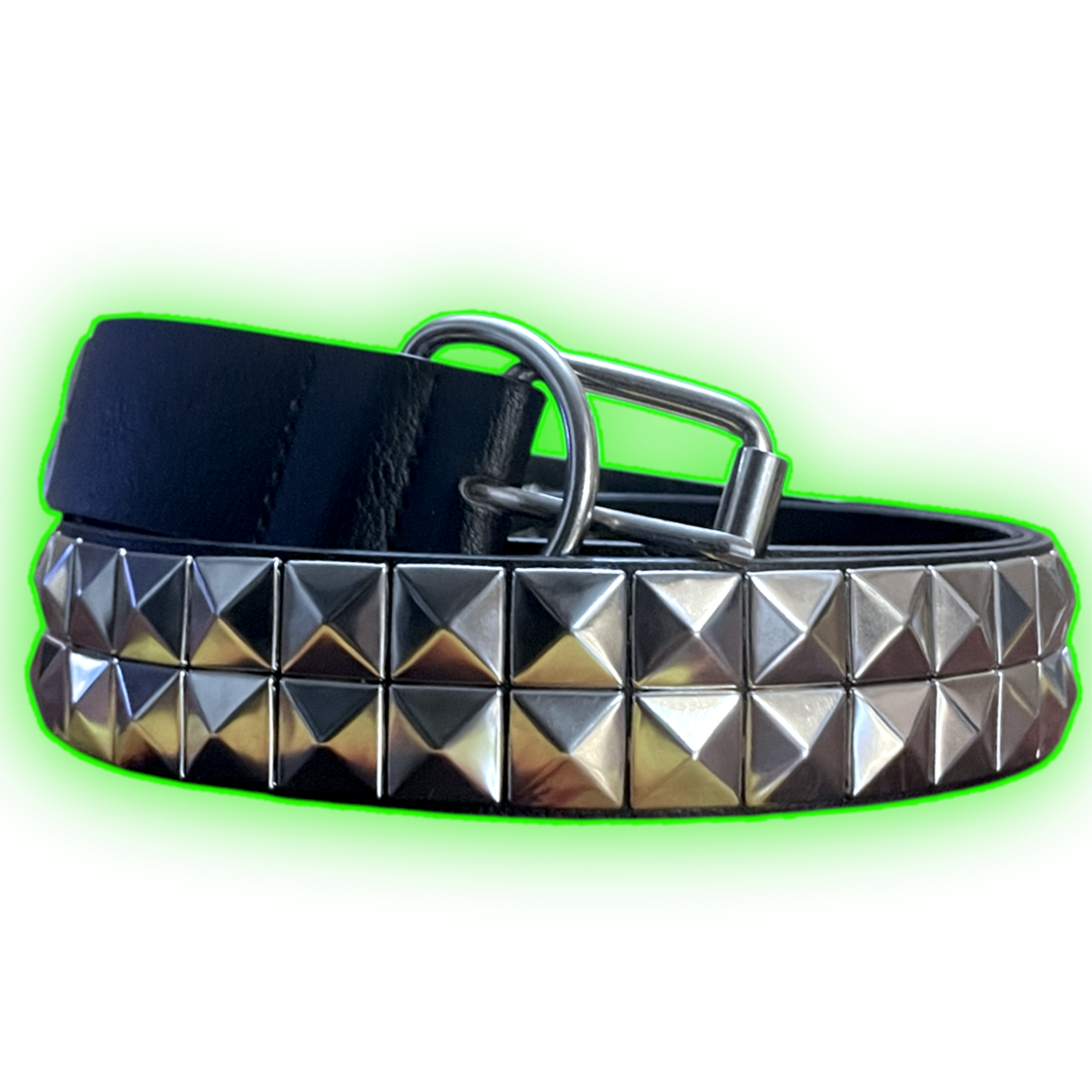 Cinturón plata doble piramid 1