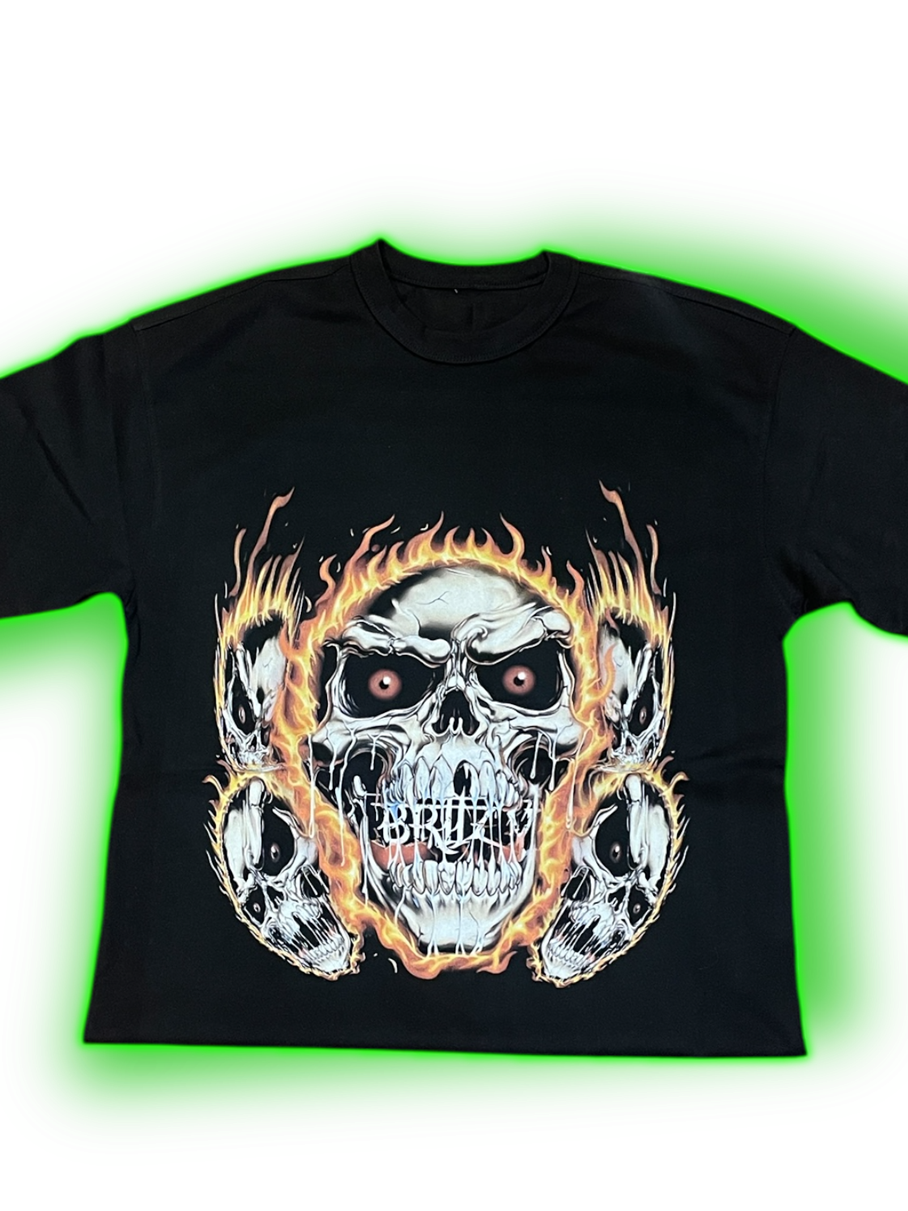 Slim fit skull flame (heavy weight) 1
