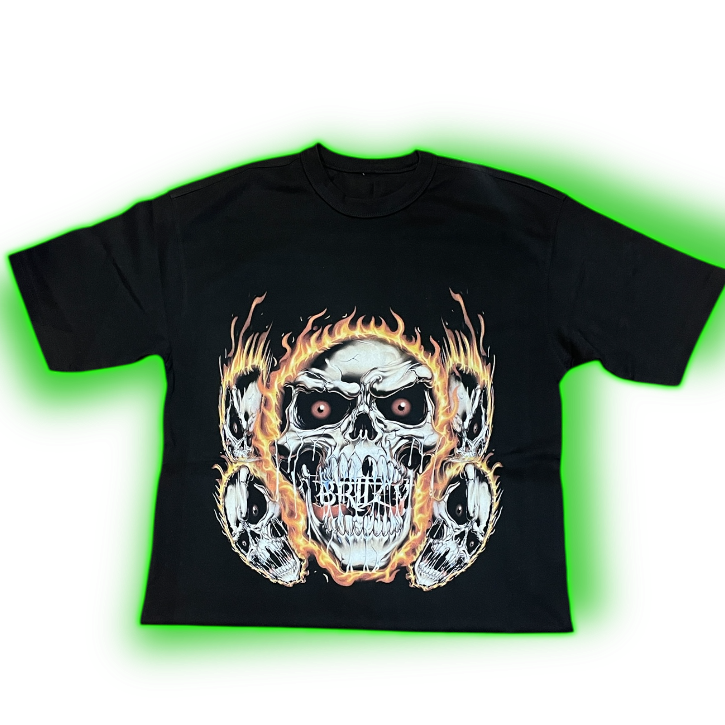 Slim fit skull flame (heavy weight) 1