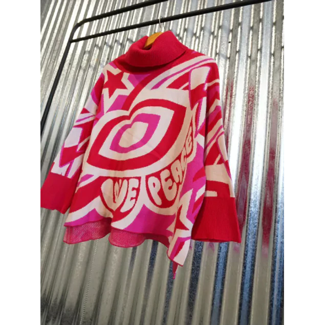 Polerón Love Peace Rojo / Fucsia