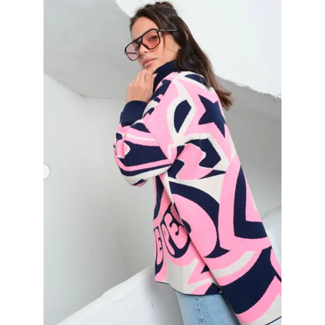 Polerón Love Peace Azul / Rosado