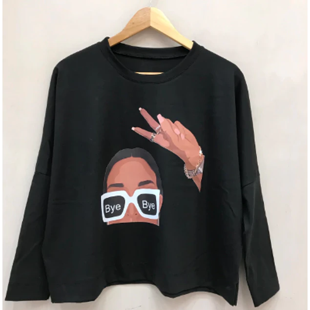 Remera Frida  Negra Bye Bye