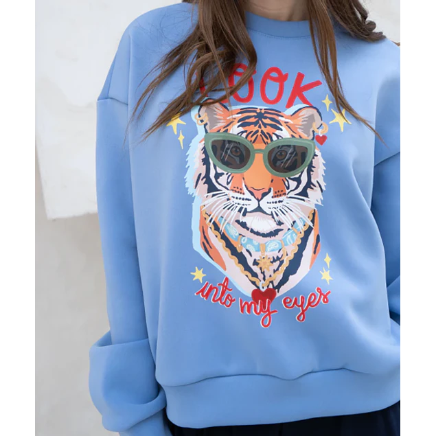 Buzo Alo Tigre Celeste