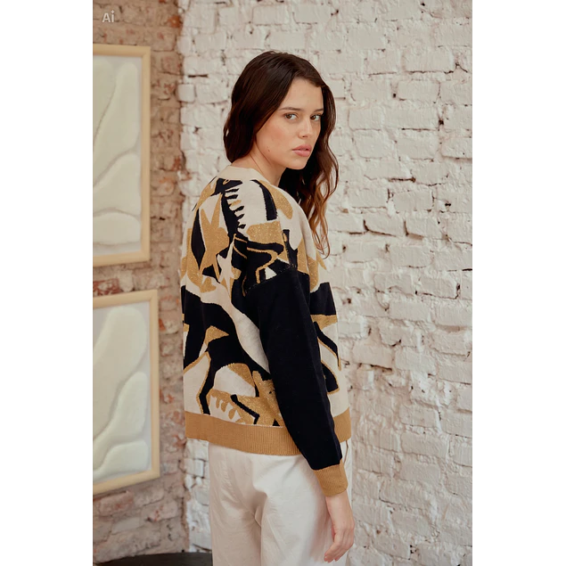 Cardigan Javiera Negro - Beige