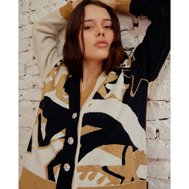 Cardigan Javiera Negro - Beige