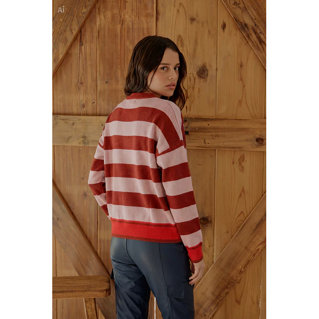 Sweater Rayado LOVE Burdeo
