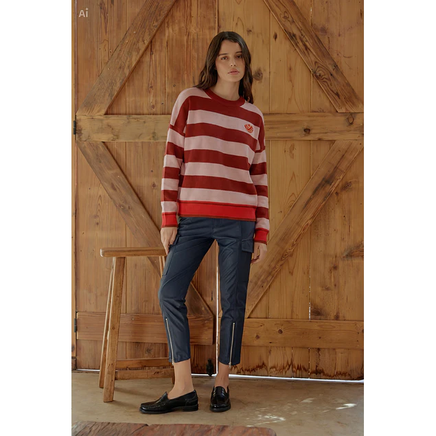 Sweater Rayado LOVE Burdeo