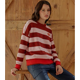 Sweater Rayado LOVE Burdeo