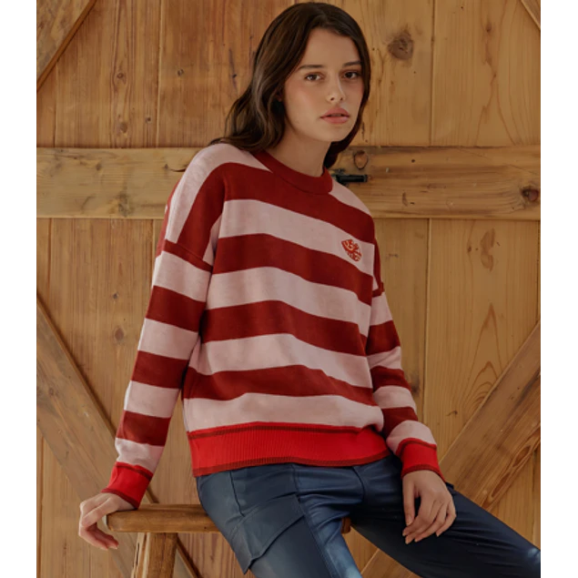 Sweater Rayado LOVE Burdeo
