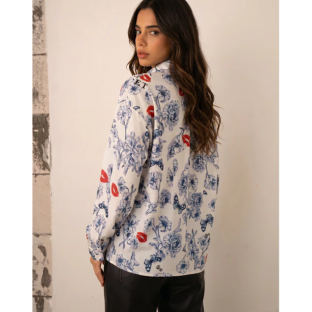 Camisa Simona Flores Blue
