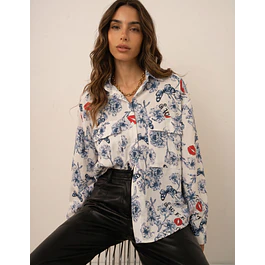 Camisa Simona Flores Blue