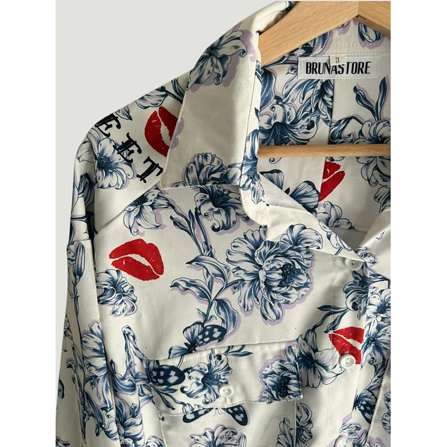 Camisa Simona Flores Blue