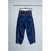 Jeans Barrel Azul Apliques Café
