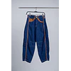 Jeans Barrel Azul Apliques Café