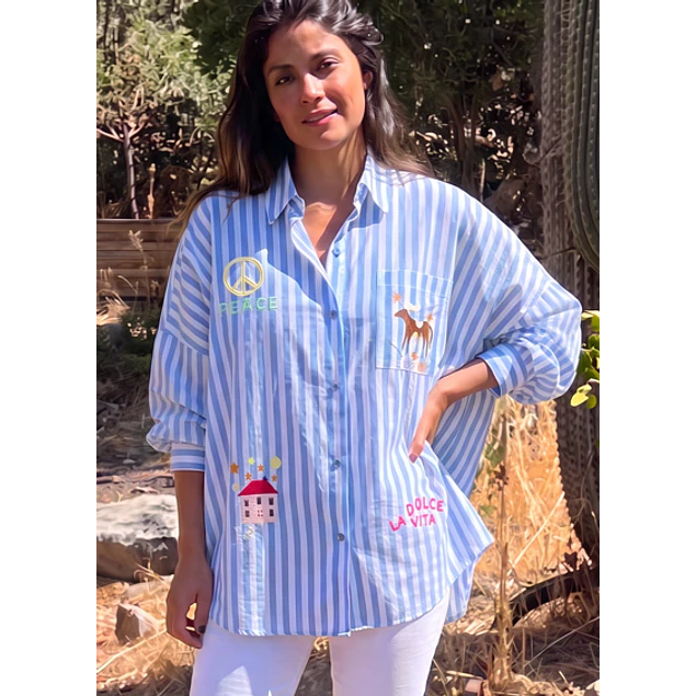 Camisa Rayas Celeste