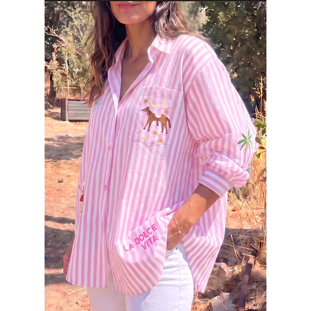 Camisa Rayas Rosada