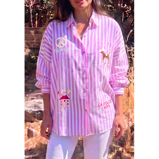 Camisa Rayas Rosada