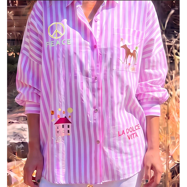 Camisa Rayas Rosada