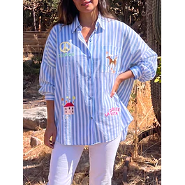 Camisa Rayas Celeste