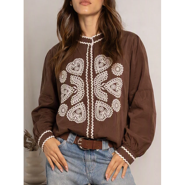 Camisa Bordo Café