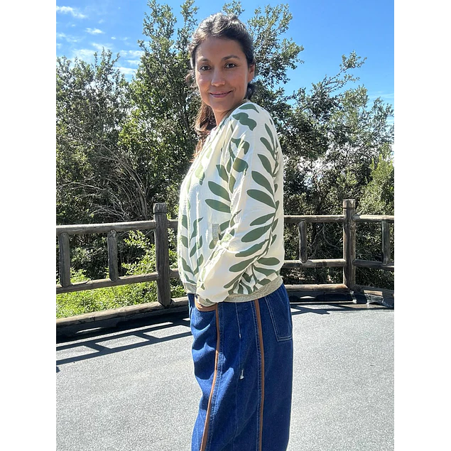 Chaqueta Bomber Flores Verde
