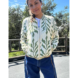 Chaqueta Bomber Flores Verde