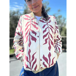 Chaqueta Bomber Flores Burdeo