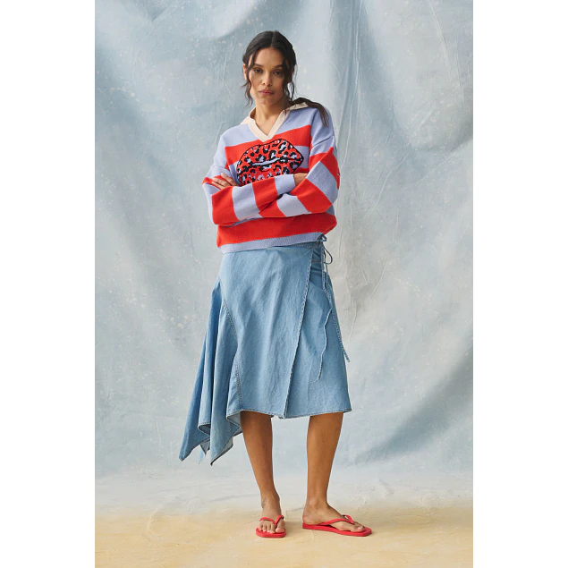Sweater Cheta Kiss Rojo Celeste