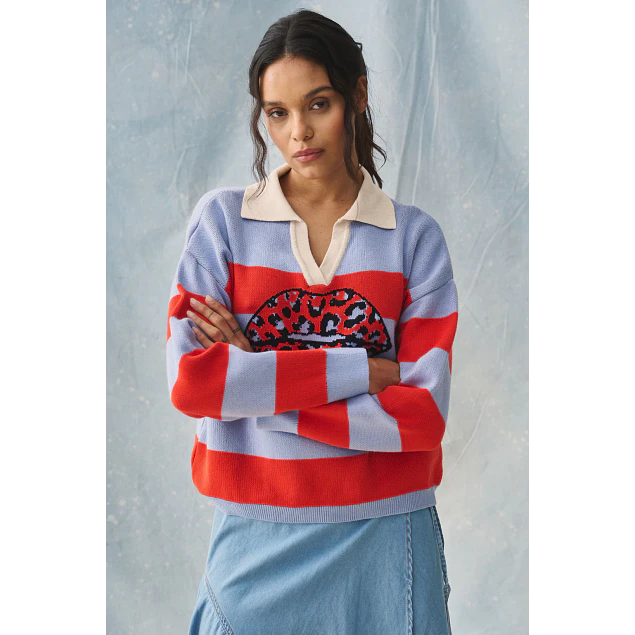 Sweater Cheta Kiss Rojo Celeste