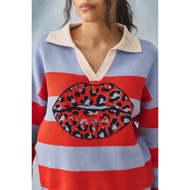 Sweater Cheta Kiss Rojo Celeste
