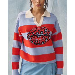 Sweater Cheta Kiss Rojo Celeste