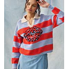 Sweater Cheta Kiss Rojo Celeste