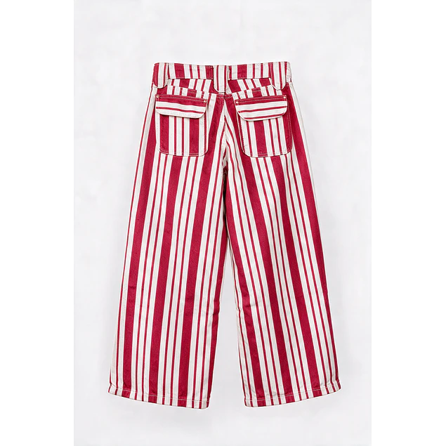 Jeans Wide Leg Rayas Rojo