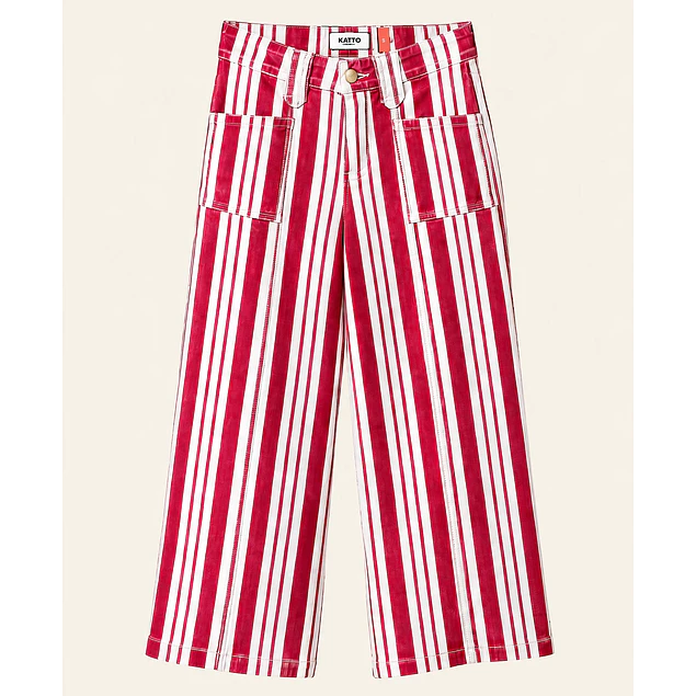 Jeans Wide Leg Rayas Rojo