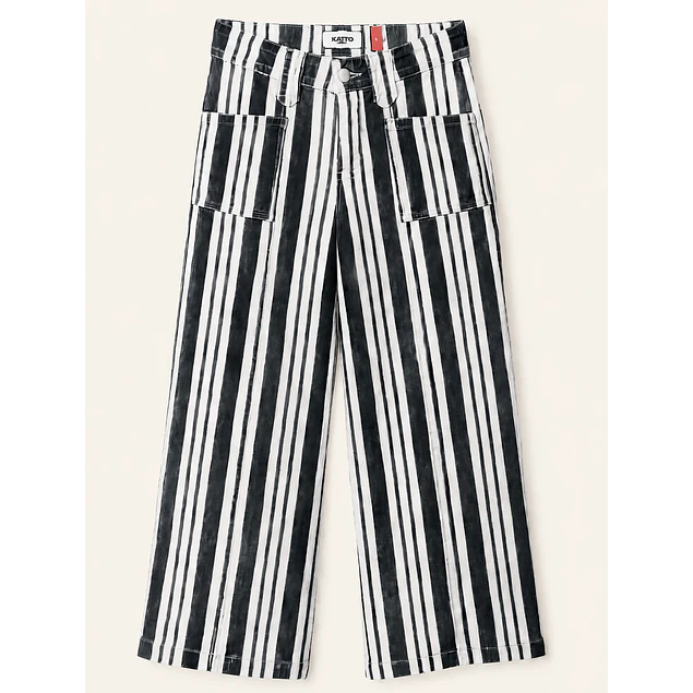 Jeans Wide Leg Rayas Negro