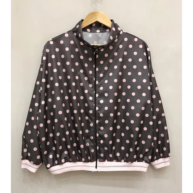 Campera Rompeviento Lunares Rosa
