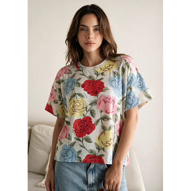 Remera Ali Modal Rosas