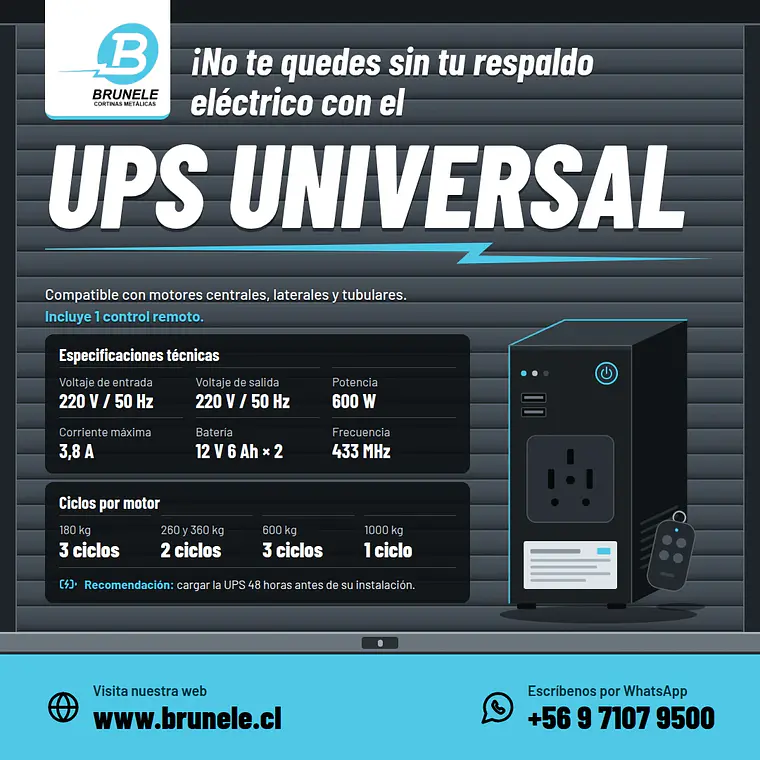 UPS Universal Para Motor Lateral y Central 2