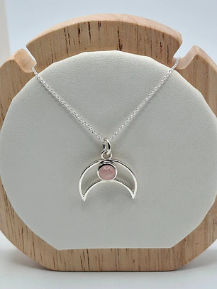 Collar Luna con cuarzo rosa