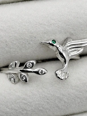 Anillo Colibrí Esmeralda Adaptable