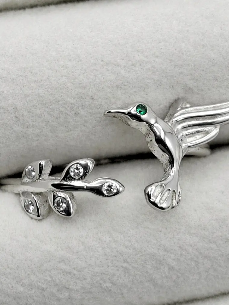 Anillo Colibrí Esmeralda Adaptable 1