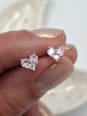 Aros Corazón Rosa