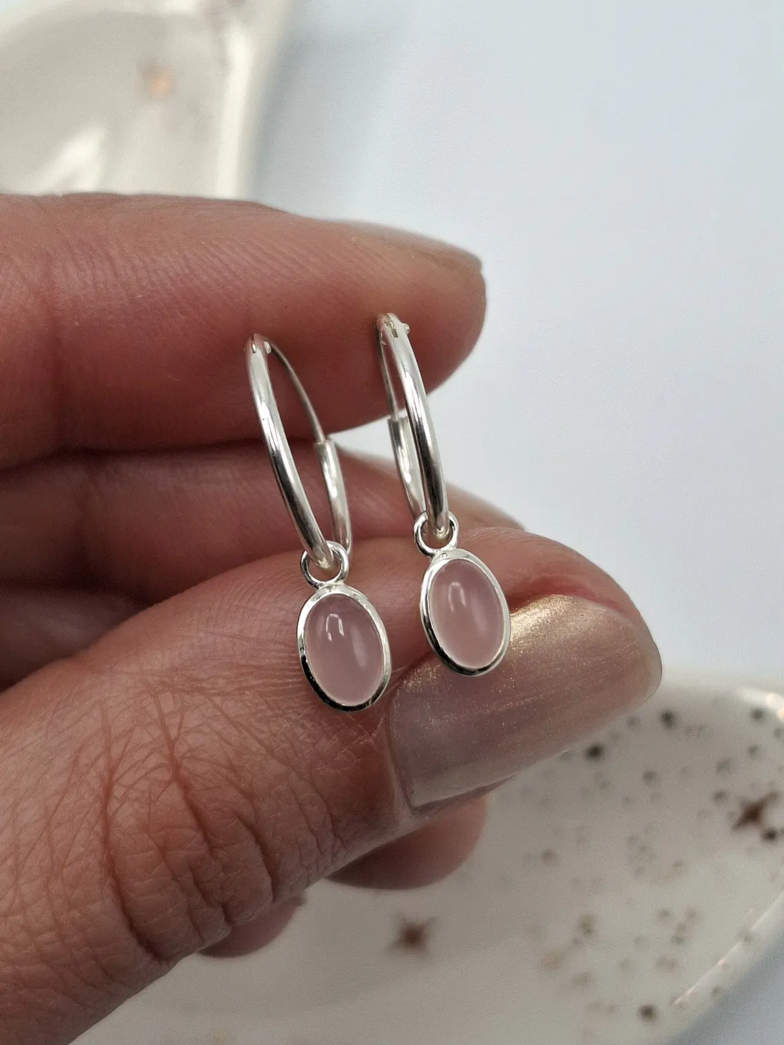Argollas Cuarzo Rosa 1