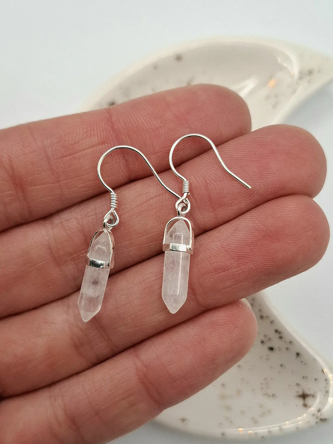 Aros Colgantes Cuarzo Cristal 1
