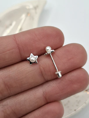 Aros Estrella Perla con Tope